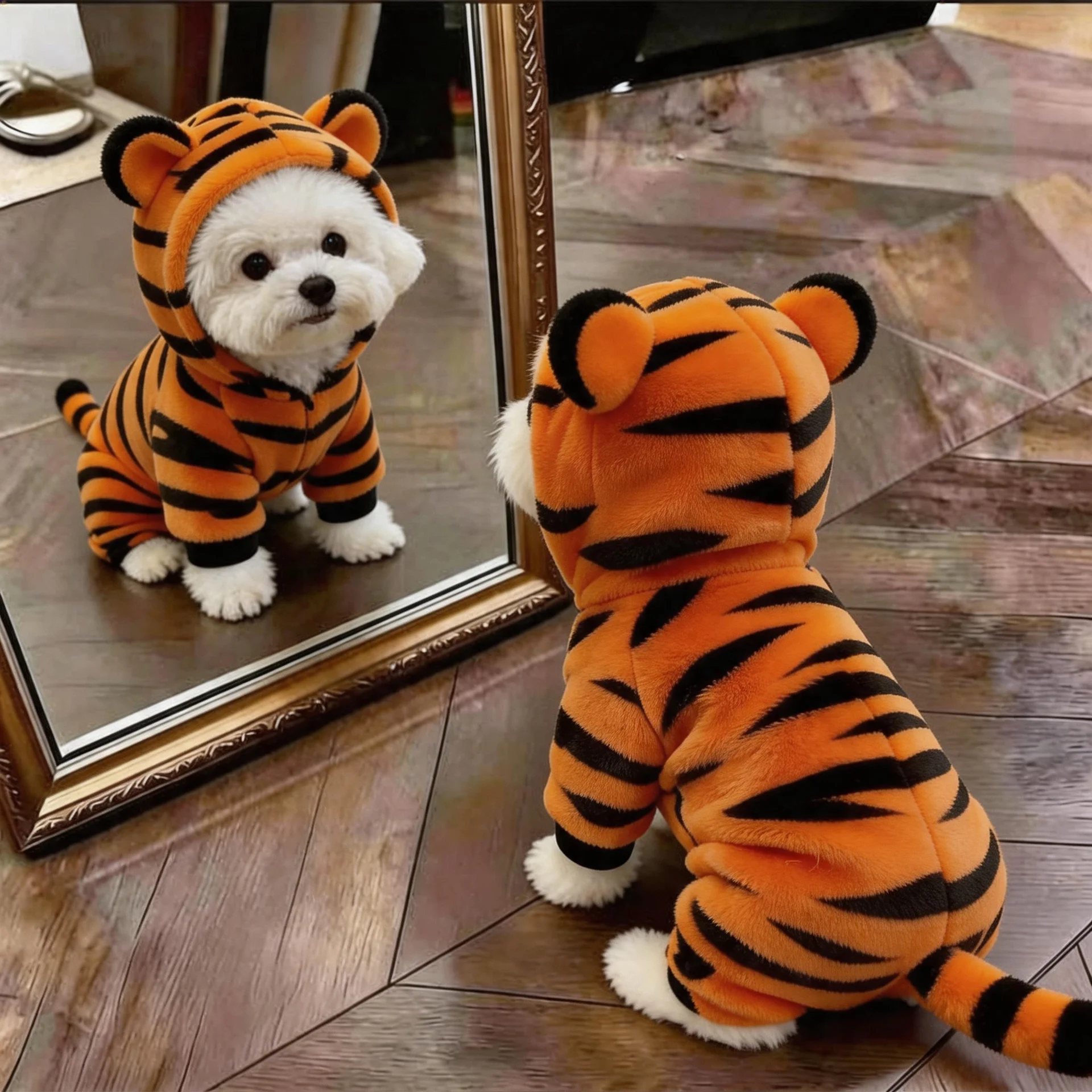 狗狗衣服秋冬老虎变身装泰迪比熊博美中小型犬宠物猫咪保暖四脚衣