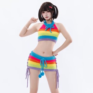 彩虹彼岸】二次元内衣qqny女趣味露背毛衣童真工口涩涩高领家居服