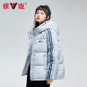 雅鹿羽绒服女短款2022冬季新款时尚连帽韩版潮牌鸭绒外套X