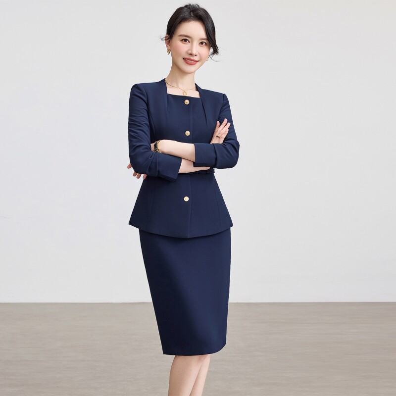 职业西装套装女夏薄款时尚减龄气质客服前台接待工装美容院工作服