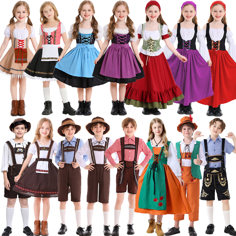 德国啤酒节巴伐利亚民族传统服啤酒服装COS儿童男女舞台表演服装