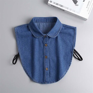 时尚蓝色牛仔春秋冬季衬衫卫衣毛衣配饰半截领纯色假领子女百搭