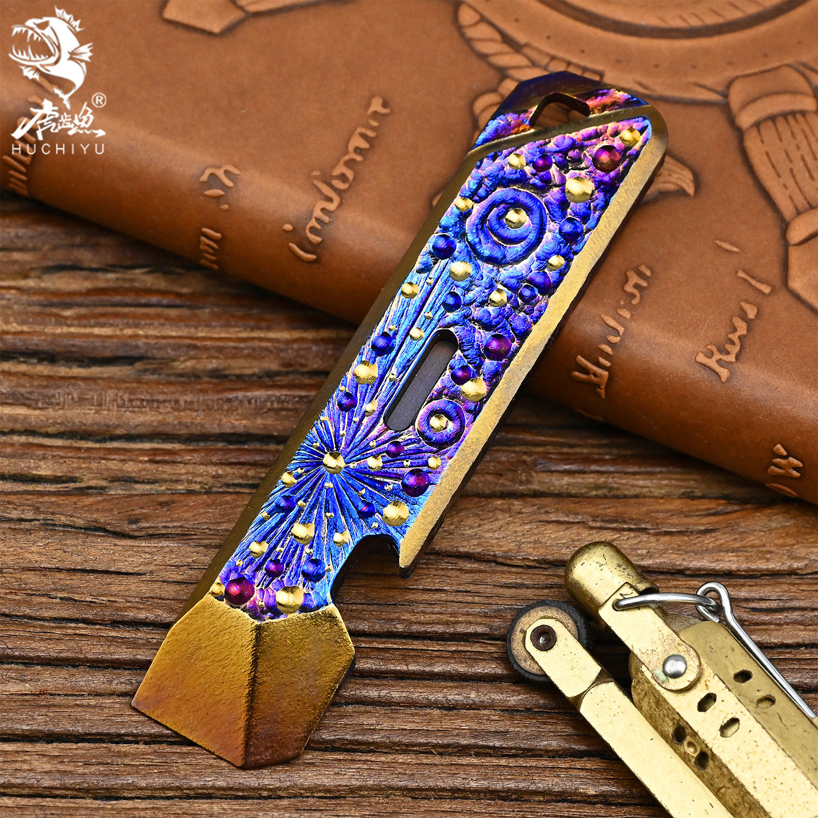 限量版钛合金EDC多功能起子撬棍开瓶器户外防身酷棍手工雕刻星空