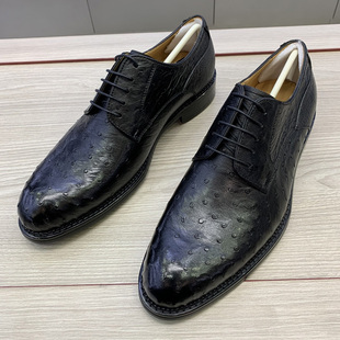 男半皮底上线德比鞋 皮鞋 意大利产全鸵鸟皮系带商务正装 撤柜狠货