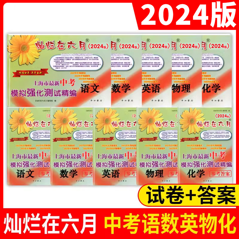 2024新版灿烂在六月中考语文数学英语物理化学 答案+试卷上海市新中考模拟强化测试精编 初一二初三年级中考语文复习测试中学教辅