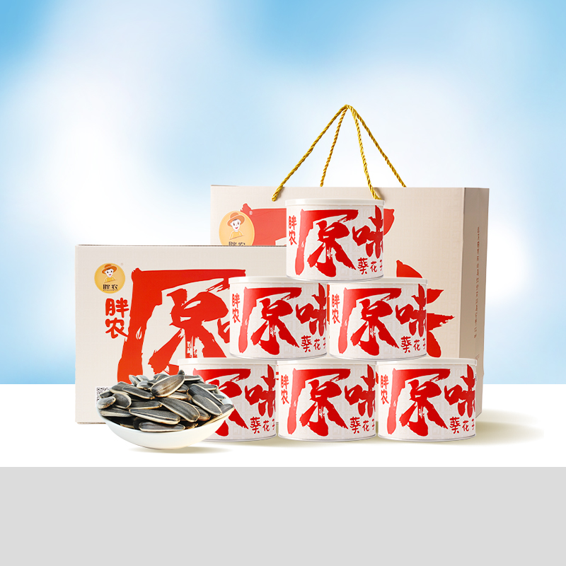 胖农原味大瓜子八分熟198gX6罐礼盒装 内蒙特产熟葵花籽过节礼品