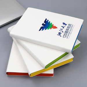 商务会议简约记事本a5笔记本定制logo白色本子横线本pu皮面手账本