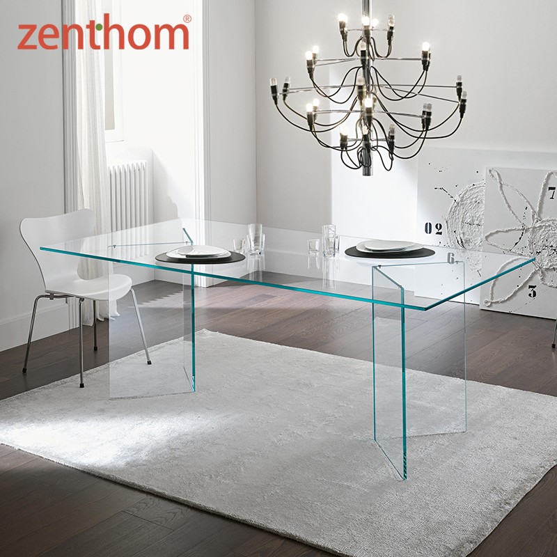 Tonelli Bacco超清玻璃极简风格餐桌长桌会议桌意大利设计进口