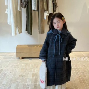女童韩版呢外套2025新款呢子大衣保暖女宝宝时尚洋气长款外套潮