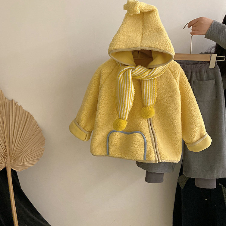 韩系黄色星星人男女宝宝连帽羊羔绒外套冬季加厚保暖棉服可爱百搭,童装/婴儿装/亲子装,棉袄/棉服,淘宝优惠券,粉丝福利购,淘宝优惠卷