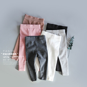 宝宝裤 韩系纯色基础 儿童打底裤 厚纯棉春秋新款 子柔棉舒适 女童裤