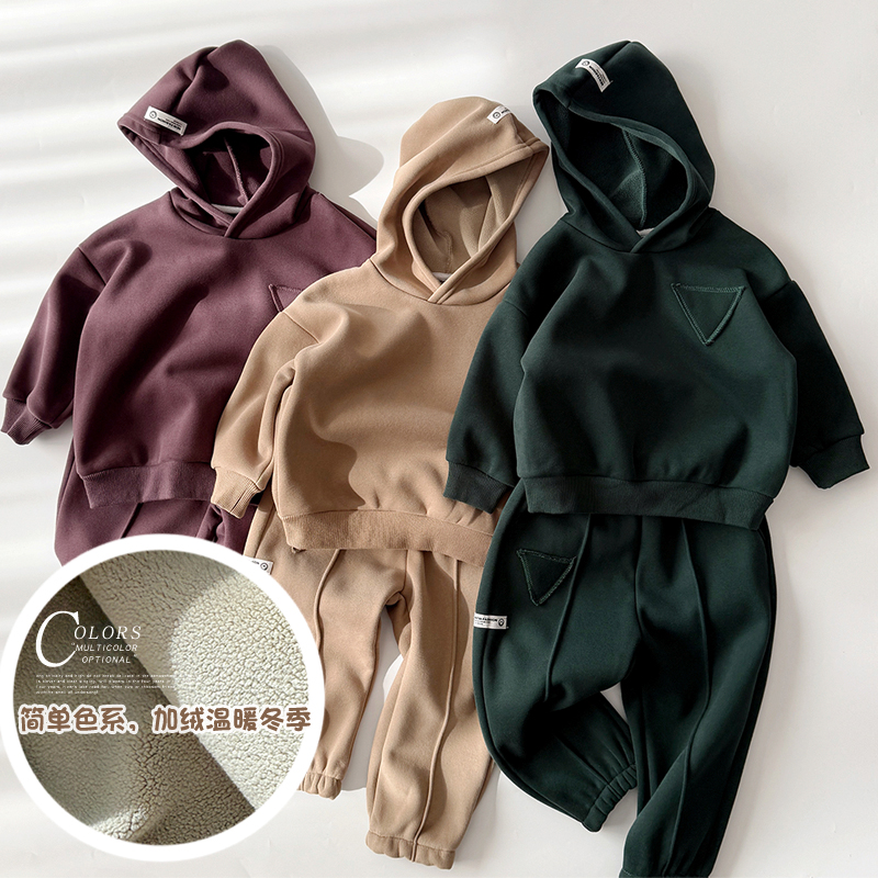 休闲加绒卫衣西恩朵运动裤洋气冬