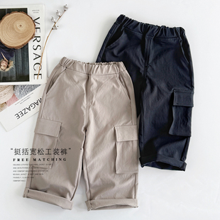 日常户外宽松休闲裤 26新款 儿童工装 裤 立体裁剪 暗格梭织直筒长裤