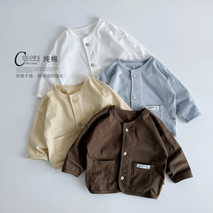 软糯手感 外套 春夏宽松百搭上衣 简约日系圆领外搭 儿童纯棉开衫