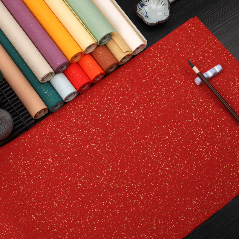 宣纸洒金彩色宣纸蜡染粉彩宣纸鱼籽金四尺六尺对开万年红仿古半生熟书法专用纸作品纸彩宣小楷国展投稿专用纸,文具电教/文化用品/商务用品,宣纸,淘宝优惠券,粉丝福利购,淘宝优惠卷