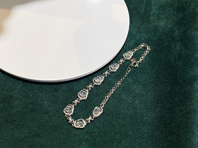 定制天然翡翠A货玻璃种葫芦手链冰种起光18k金天然钻石镶嵌手饰