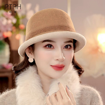 羊毛呢帽子女秋冬英伦时尚百搭