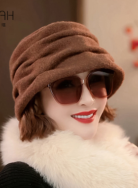 布塔香妃帽子羊毛堆堆帽女秋冬保暖百搭修饰脸型时尚帽PT0808