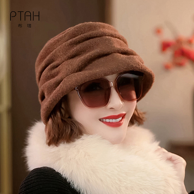 布塔香妃帽子羊毛堆堆帽女秋冬保暖百搭修饰脸型时尚帽PT0808