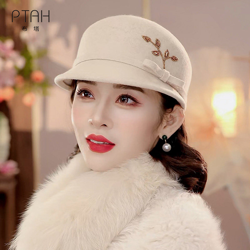 布塔羊毛呢渔夫帽秋冬新款