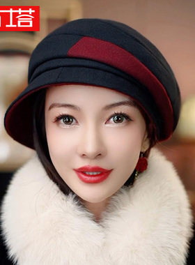 布塔贝雷帽秋冬季帽子女羊毛混纺韩版百搭羊毛呢蓓蕾帽英伦画家帽