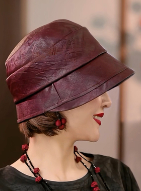 布塔桑蚕丝香云纱赫本帽女士四季高级感显脸小帽子盆帽秋冬PT0789