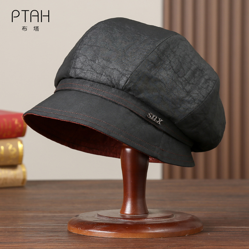 布塔八角帽出游优雅女春夏香云纱