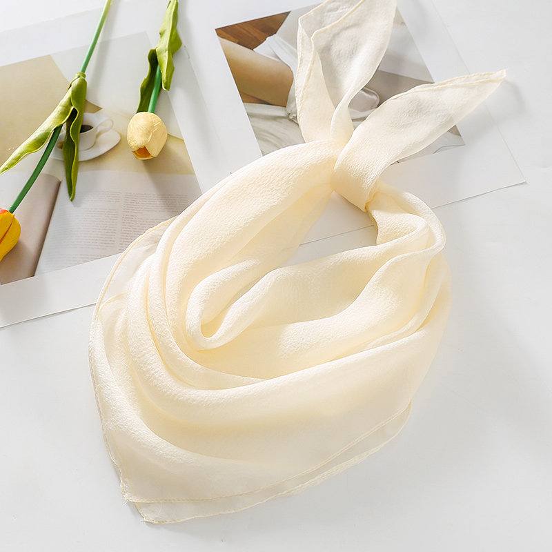 布塔中小方巾女真丝丝巾100%桑蚕丝纯色6姆米珍珠雪纺70*70小围巾