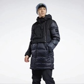 Reebok锐步男子户外机能风中长款 休闲运动保暖羽绒服GU5756GR8944