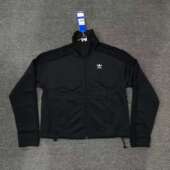 ADIDAS阿迪达斯三叶草女子蕾丝三道杠短款 拉链立领夹克外套FM1734