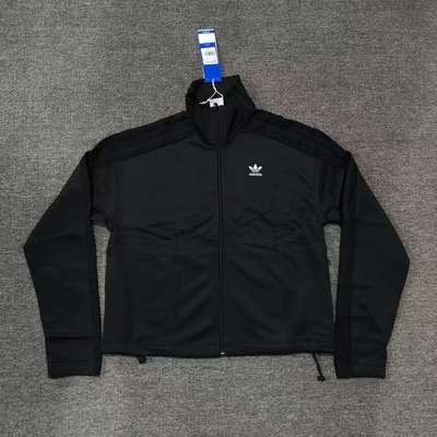 ADIDAS阿迪达斯三叶草女子蕾丝三道杠短款拉链立领夹克外套FM1734