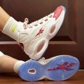 Reebok锐步男QUESTION MID艾弗森红脚趾运动篮球鞋 100074721