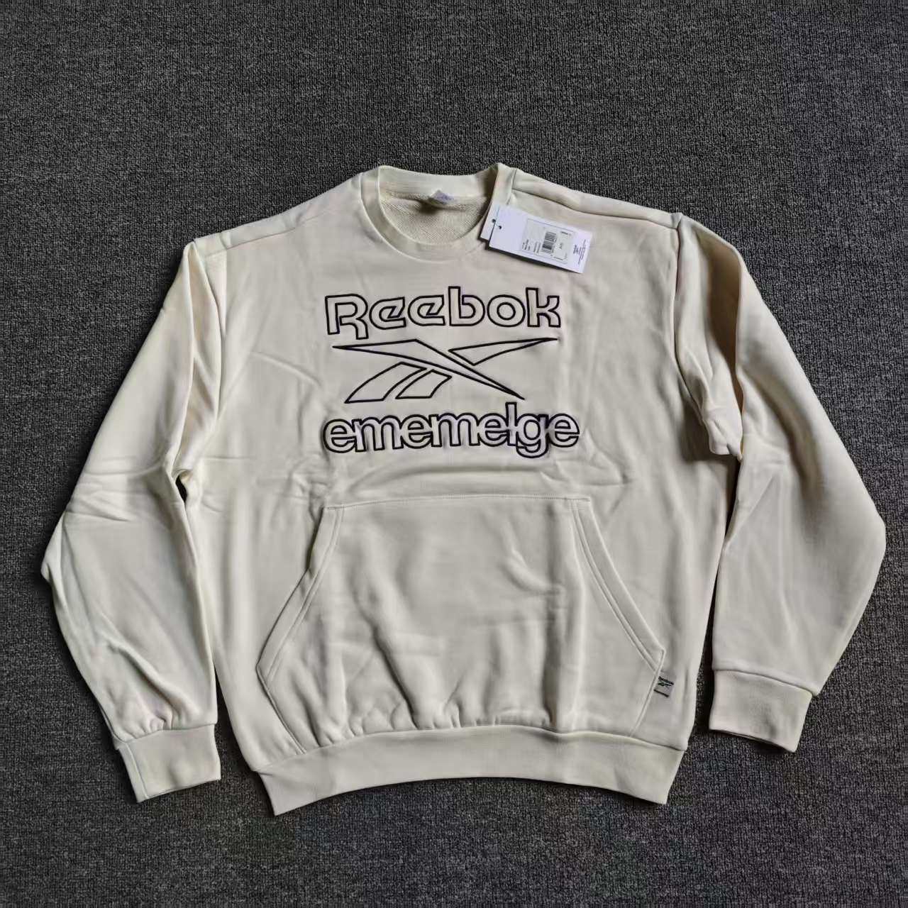 Reebok锐步ememelge联名男子圆领刺绣大LOGO套头毛圈卫衣HA7168