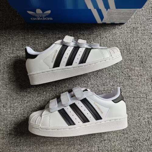 ADIDAS阿迪达斯中童金标贝壳头运动休闲魔术贴板鞋 EF4838