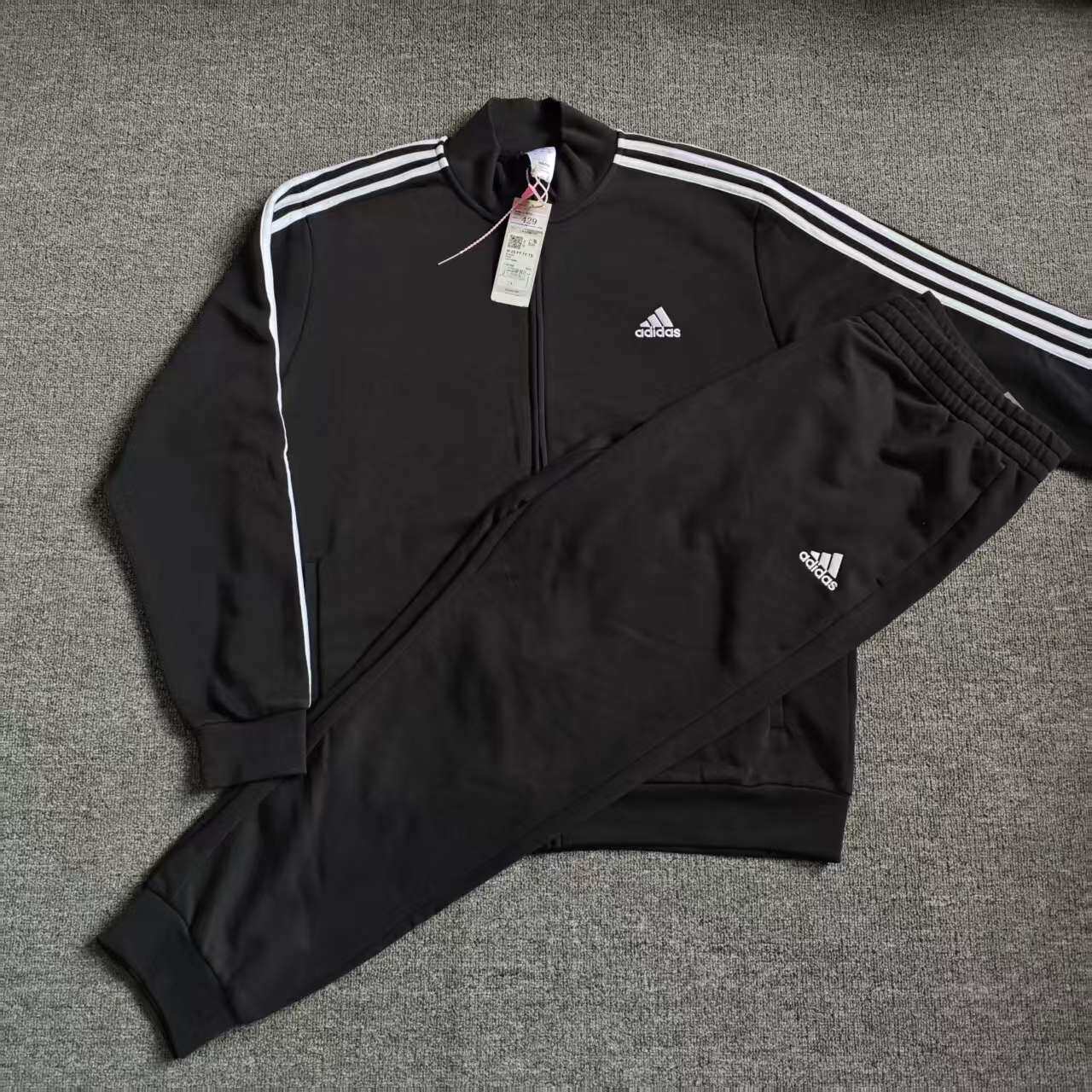 ADIDAS阿迪达斯男子刺绣LOGO针织毛圈经典运动套装IC6766
