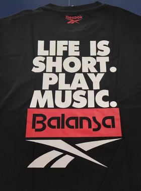 Reebok锐步 BALANSA联名男子纯棉运动短袖T恤HC7678 FQ5054