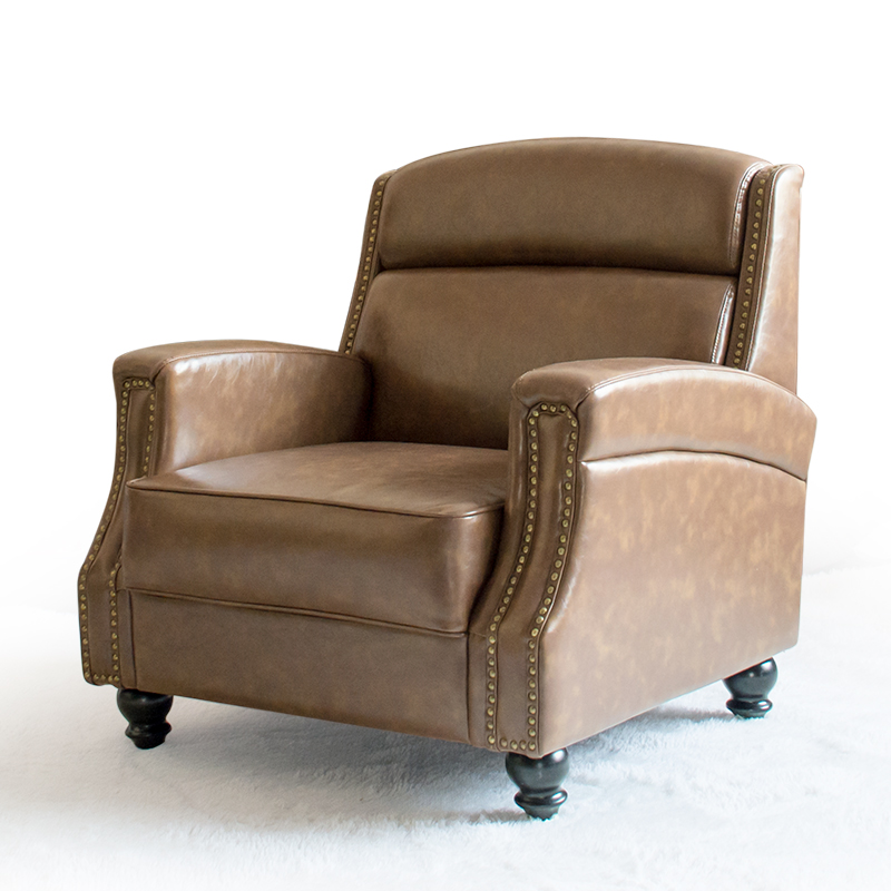 卡格路 老虎椅美式乡村单人沙发椅复古咖啡厅客厅真皮办公室椅子
