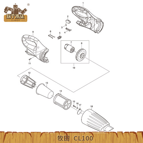 正品makita牧田吸尘器电池CL100，CL104零配件过滤器电机集尘袋