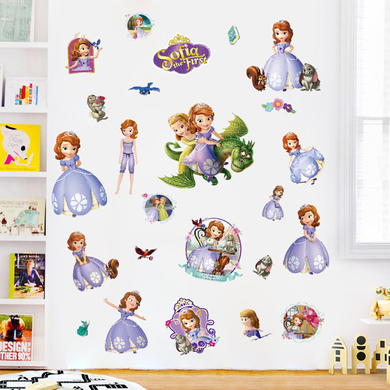 小公主苏菲亚墙贴sofia卡通动画儿童房防水自粘装饰贴纸动漫包邮