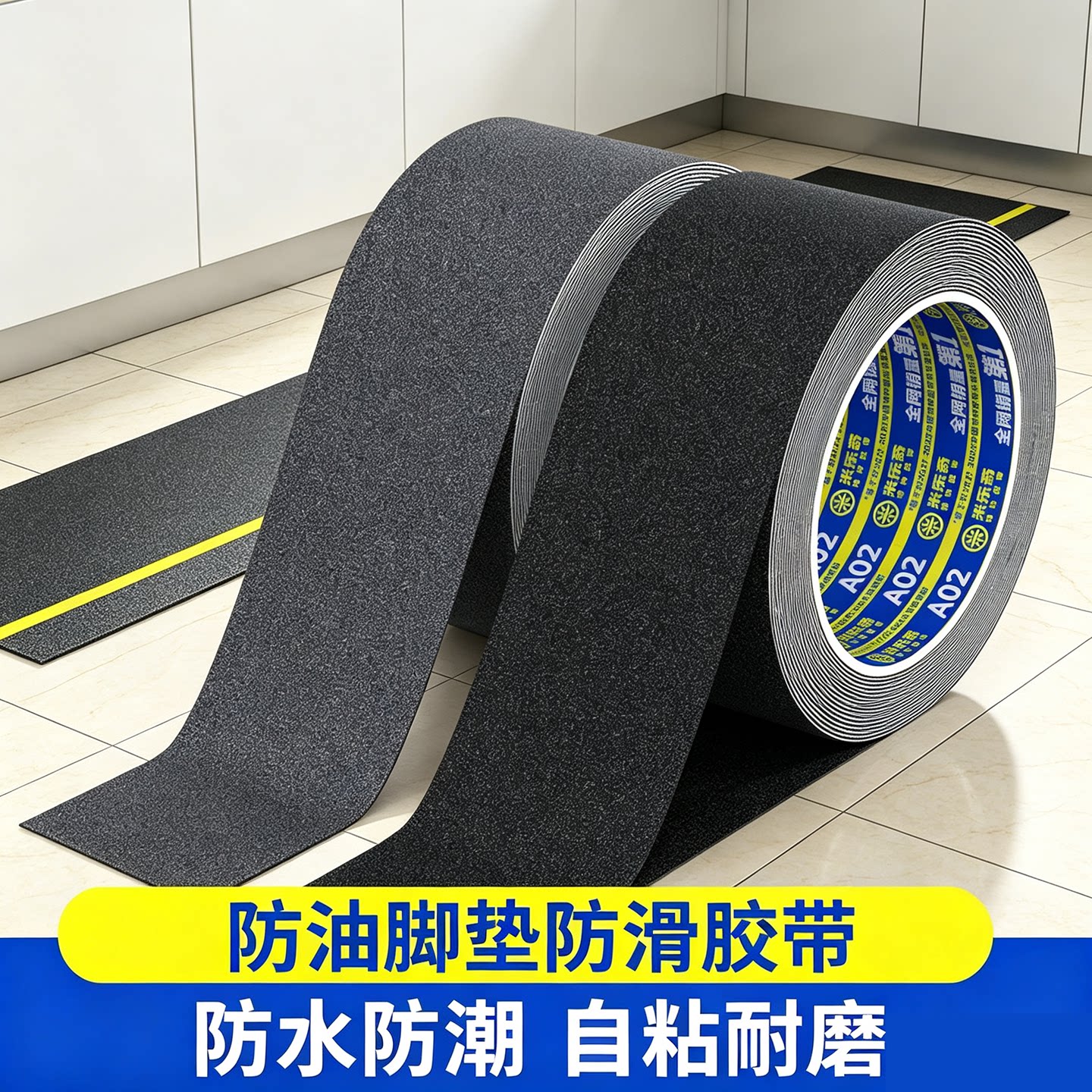 米乐奇防油脚垫防滑胶带超市车间防水防潮高粘度耐磨磨砂防滑贴片