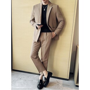 男款韩版商务休闲礼服高级感秋冬款结婚西装套装正装男绅士婚礼装