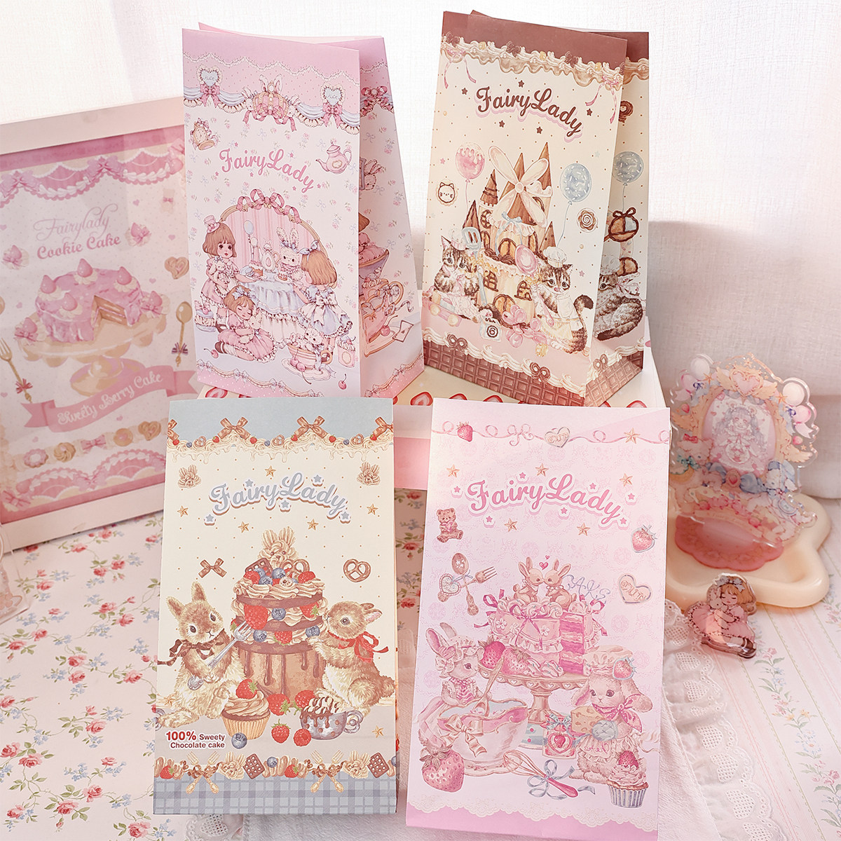 少女志原创印花纸袋平口袋烘焙蛋糕包装文创快递打包礼物出卡好物