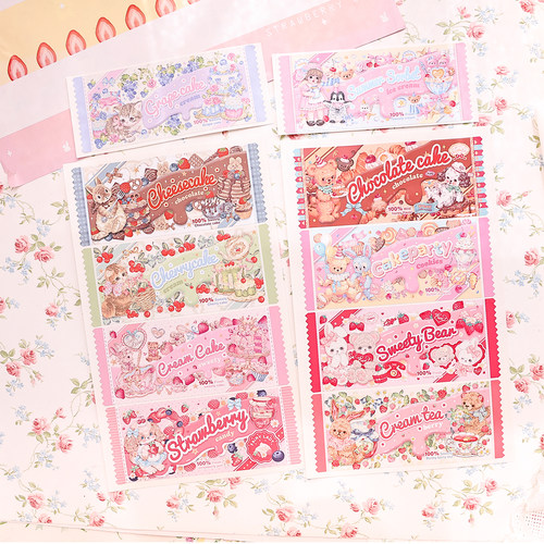 少女志原创贴纸糖果袋长贴封口贴出卡打包材料不干胶哑膜礼物文创