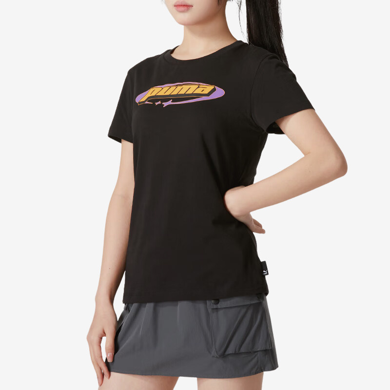 Puma/彪马新款女士印花运动针织休闲短袖T恤630565-01