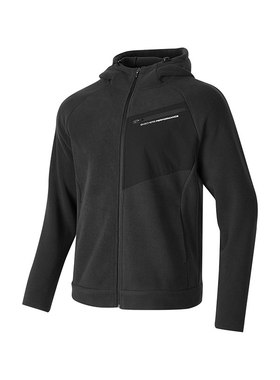 斯凯奇2025新款男士休闲外套连帽摇粒绒保暖舒适百搭上衣P424M132