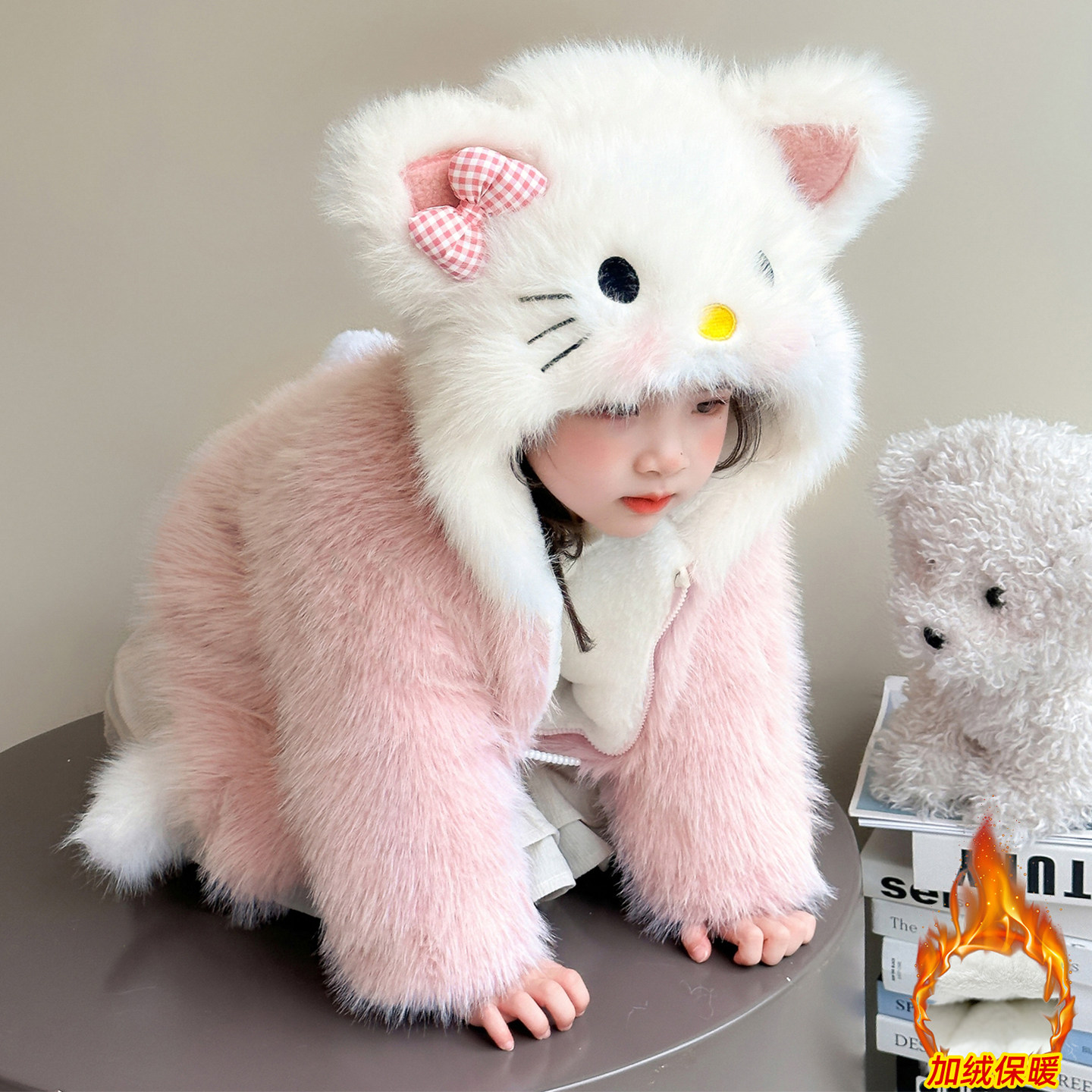 女童秋冬甜美可爱风毛毛外套仿皮草连帽加绒加厚保暖洋气上衣时尚,童装/婴儿装/亲子装,普通外套,淘宝优惠券,粉丝福利购,淘宝优惠卷