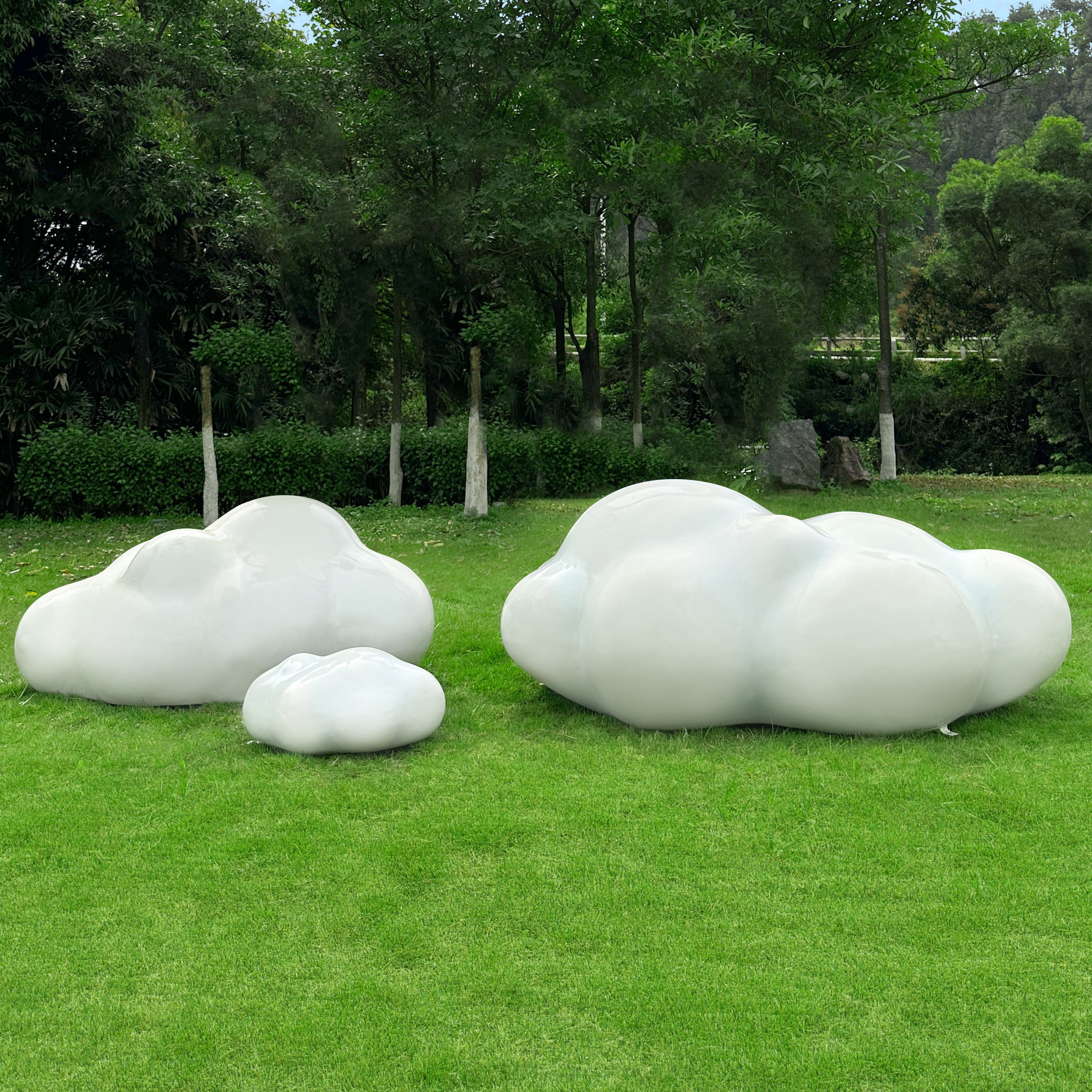 玻璃钢小品厂家定制户外仿真云朵雕塑售楼部园林草坪造景装饰摆件