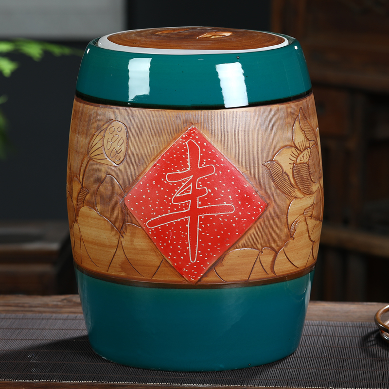 景德镇陶瓷带盖平盖茶饼酿酒缸