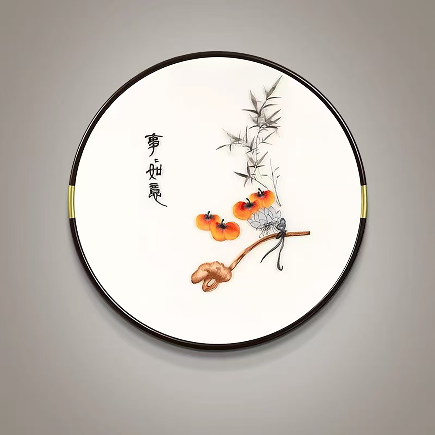 实木圆形画框弧面画框圆弧画框刺绣装裱加金边圆框定制弧形框木质