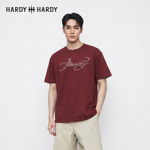 HARDY HARDY潮牌男士重磅纯棉立体字母设计透气亲肤落肩夏季上衣